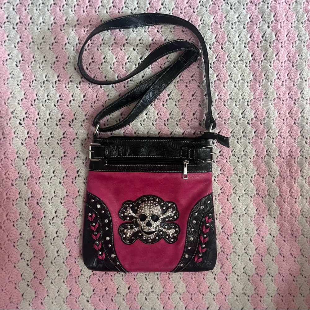pink skull bag